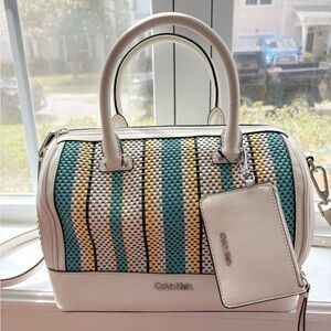 Calvin Klein Cream Satchel with Elegant Design and Versatile Style